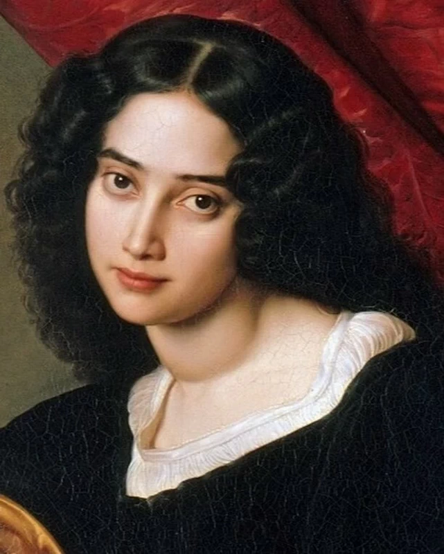 Eduard Bendemann - Ritratto di Pauline Charlotte Hübner, 1829, dettaglio